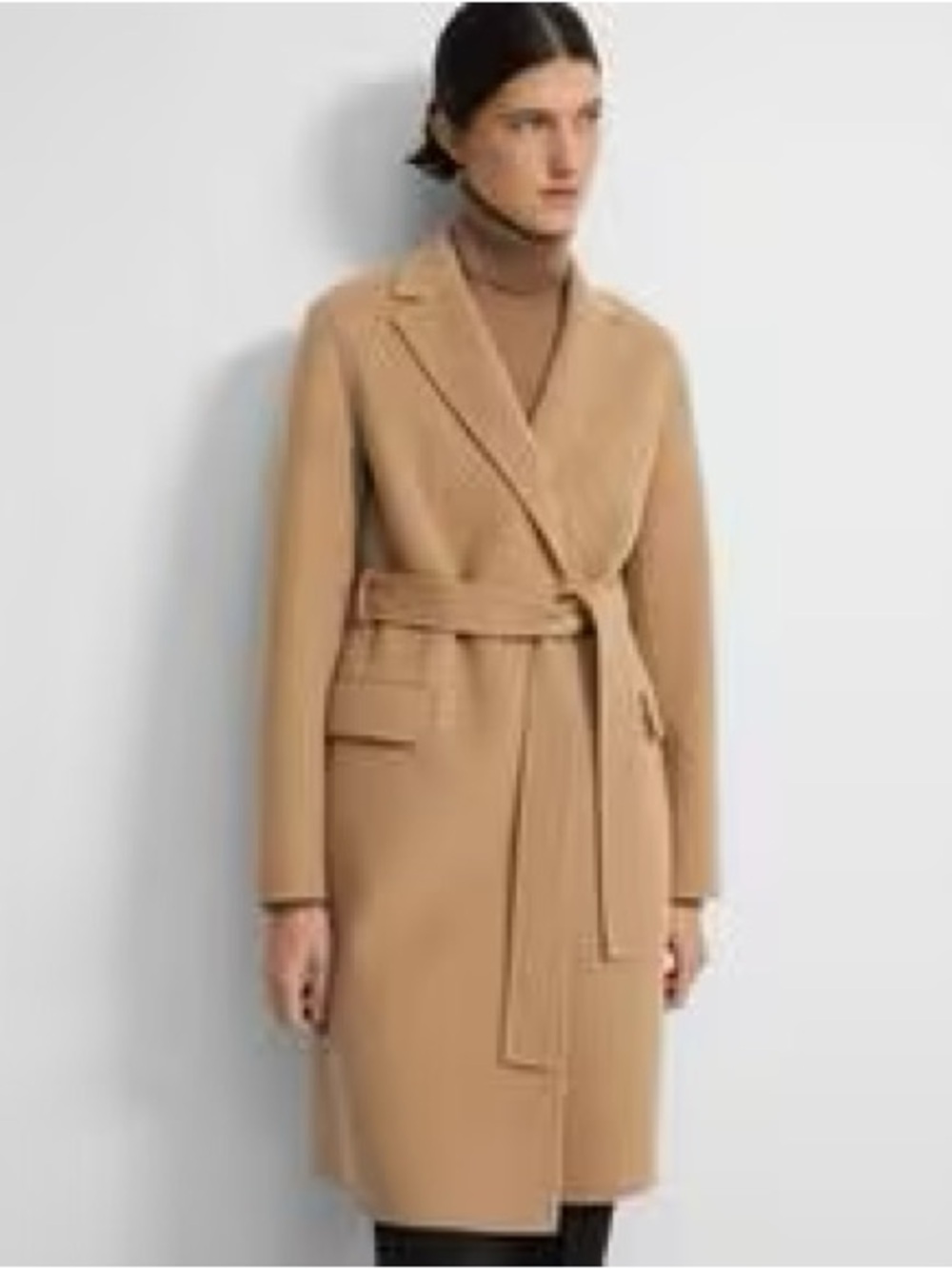 *like new* Theory Camel Belted Wool Blend Trench Coat